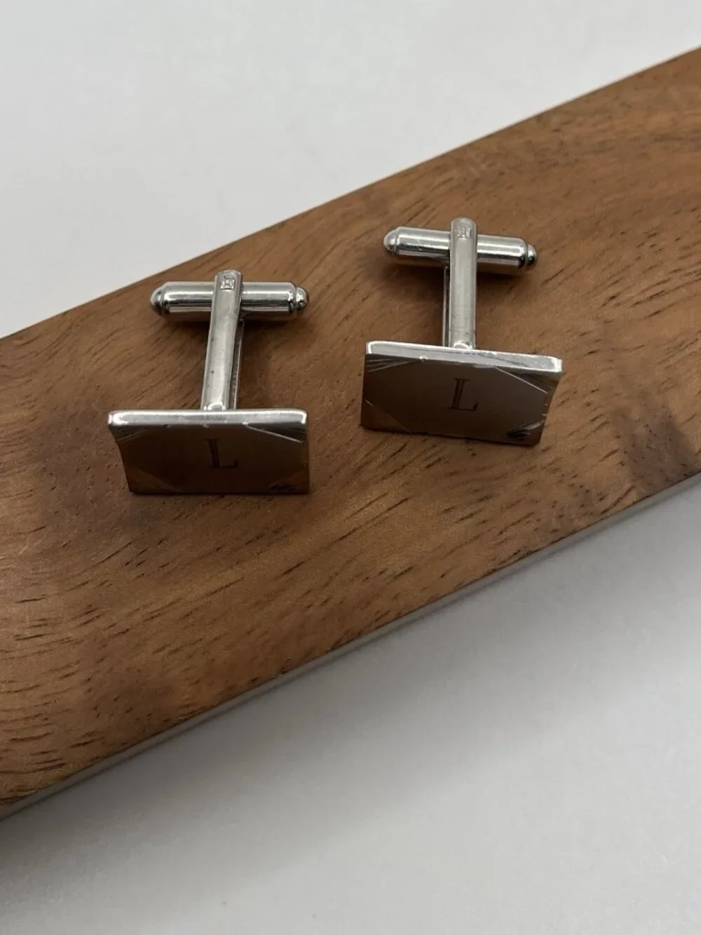VTG Flex-Let Silver Tone Monogram L Cufflinks Art Deco Mid Century Men’s USA